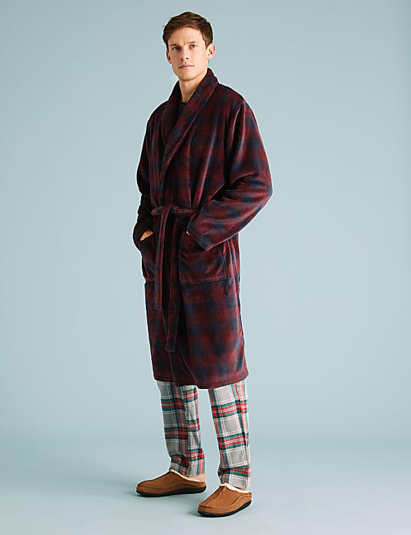 Fleece Checked Dressing Gown
