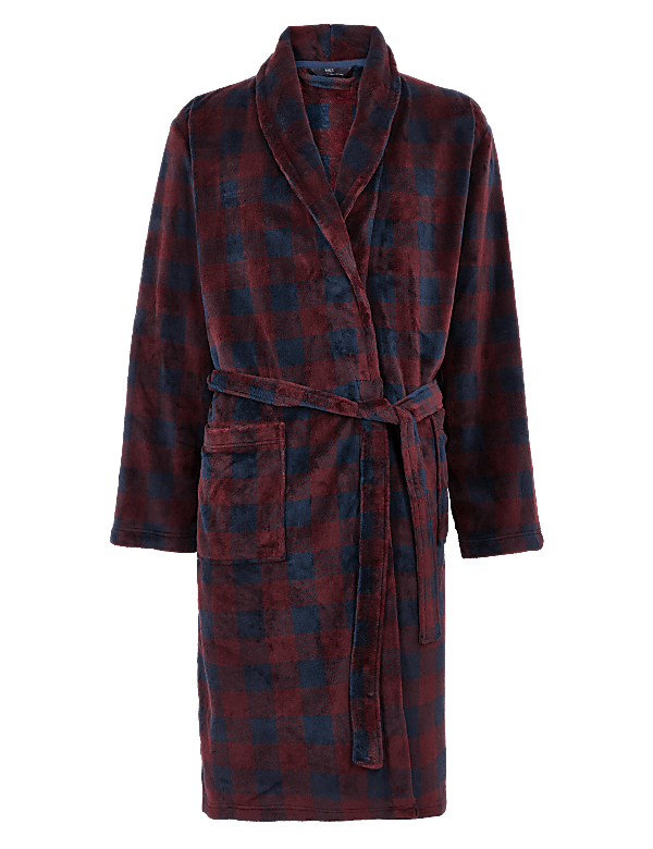 Fleece Checked Dressing Gown