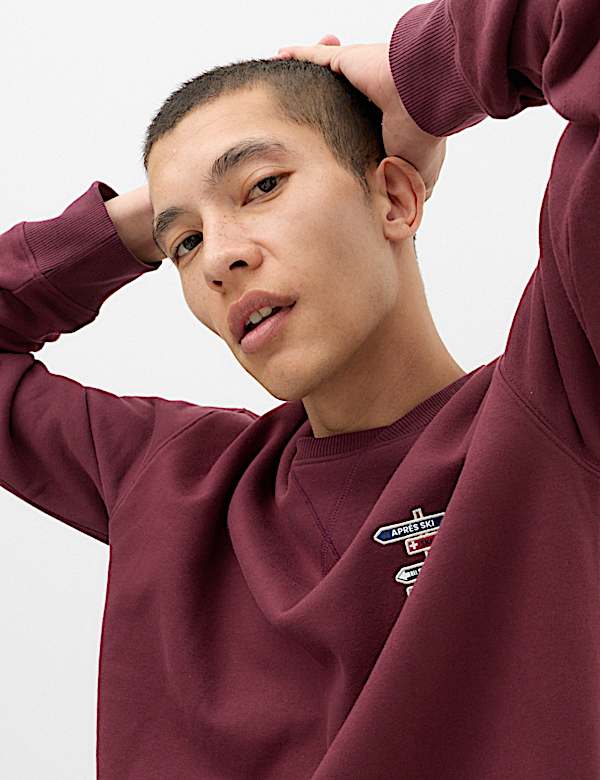 Cotton Rich Graphic Loungewear Sweatshirt - TW