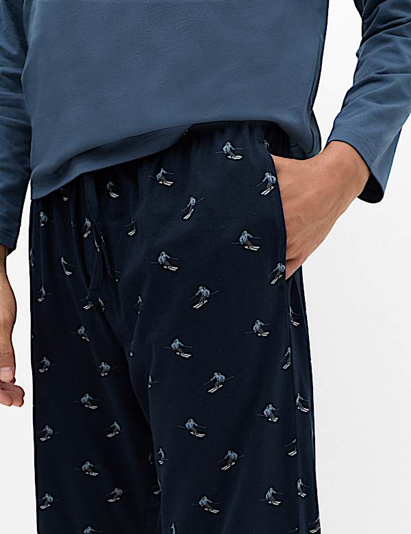 Pure Cotton Ski Print Pyjama Set - CA