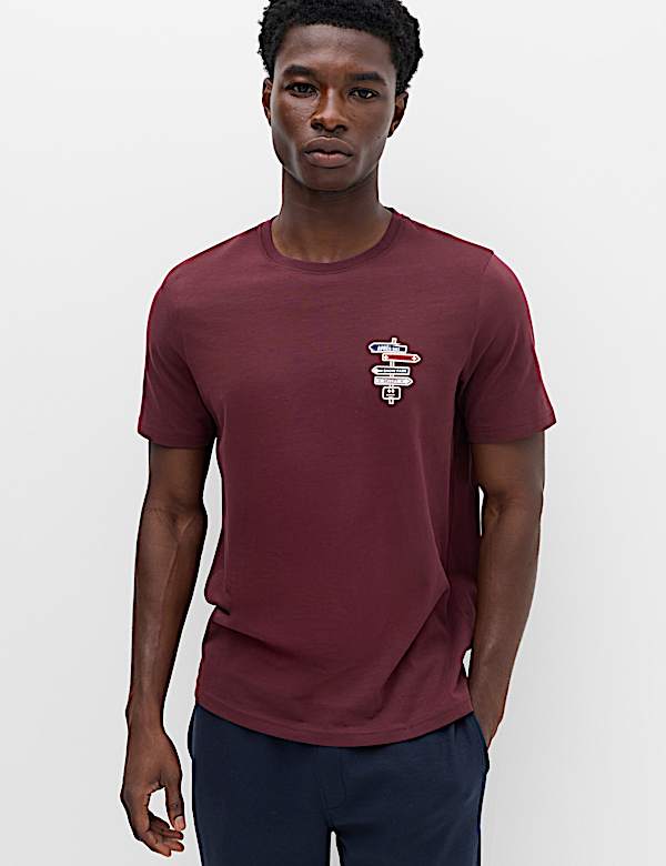 Pure Cotton Ski Badge Graphic T-Shirt - AT