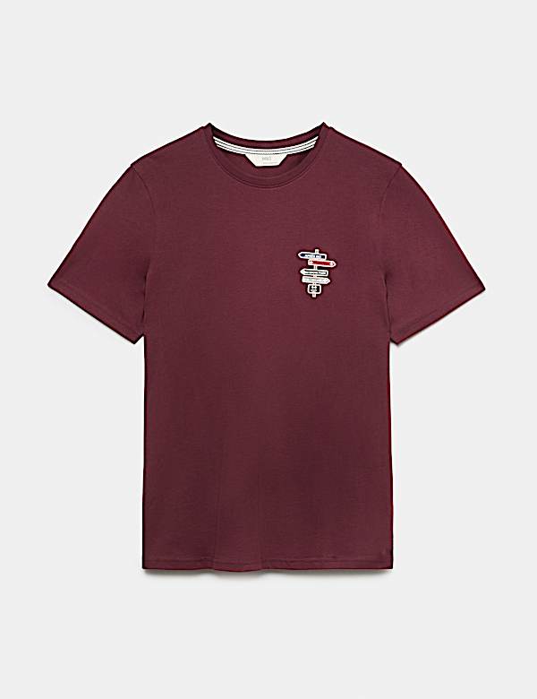 Pure Cotton Ski Badge Graphic T-Shirt - AT