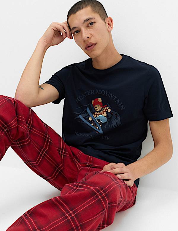 T-Shirt aus reiner Baumwolle mit Spencer Bear&trade;-Grafik - AT