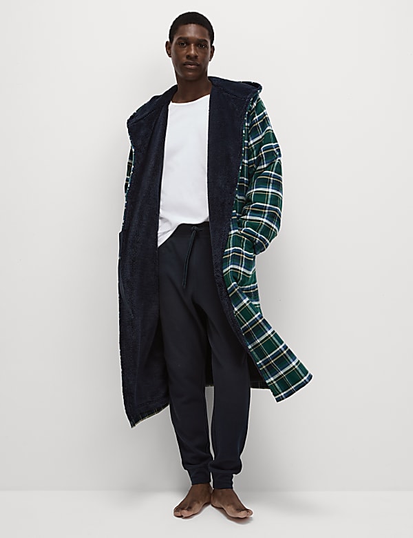 Fleece Checked Dressing Gown - GR