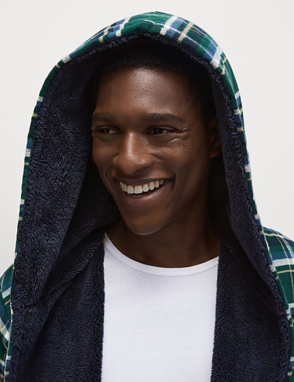 Fleece Checked Dressing Gown - GR