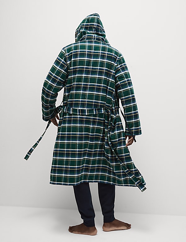Fleece Checked Dressing Gown - GR