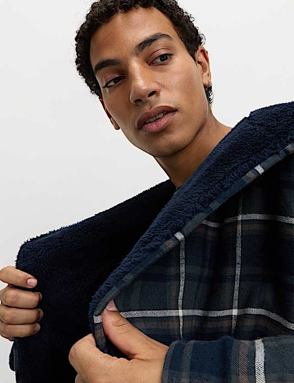 Pure Cotton Checked Dressing Gown - HR