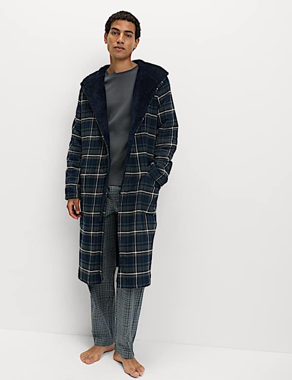 Pure Cotton Checked Dressing Gown - HR