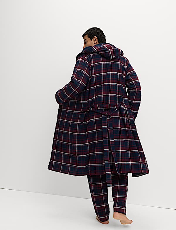 Pure Cotton Checked Dressing Gown - GR