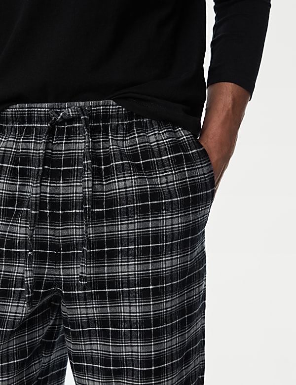 2pk Brushed Cotton Checked Pyjama Bottoms - IL