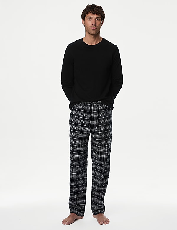 2pk Brushed Cotton Checked Pyjama Bottoms - IL