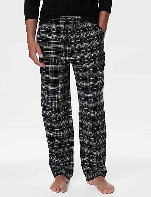 2pk Brushed Cotton Checked Pyjama Bottoms - IL