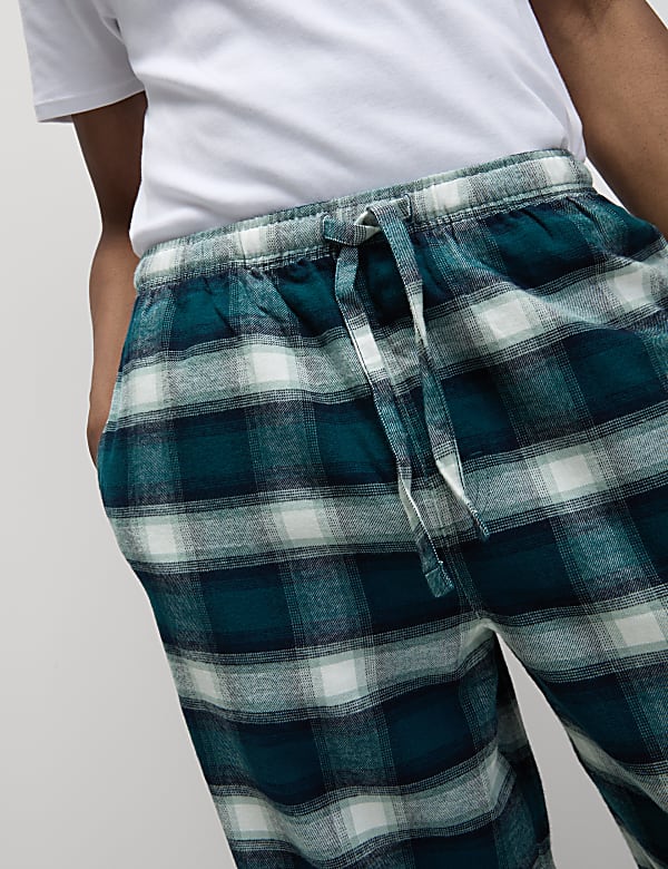 2pk Brushed Cotton Checked Pyjama Bottoms