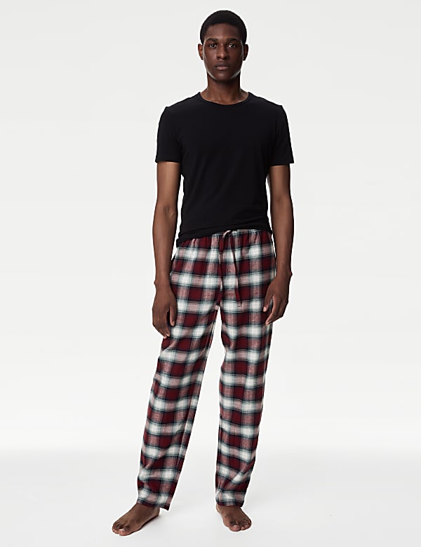 2pk Pure Cotton Checked Pyjama Bottoms