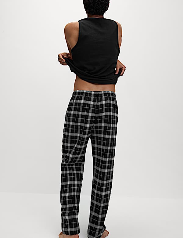 Pack de 2 partes de abajo de pijama de cuadros de algodón cepillado - ES