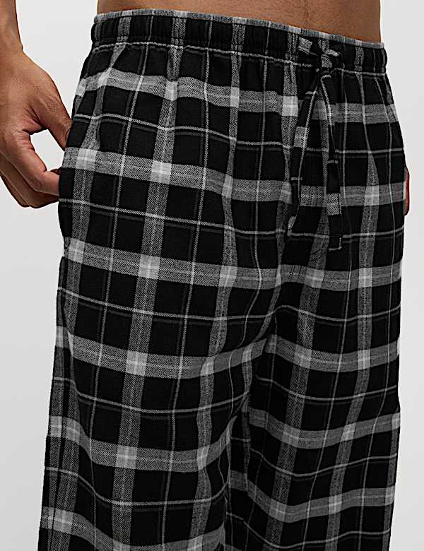 Pack de 2 partes de abajo de pijama de cuadros de algodón cepillado - ES