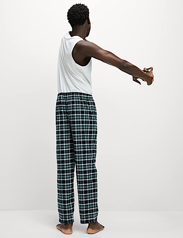 2pk Brushed Cotton Checked Pyjama Bottoms - DK