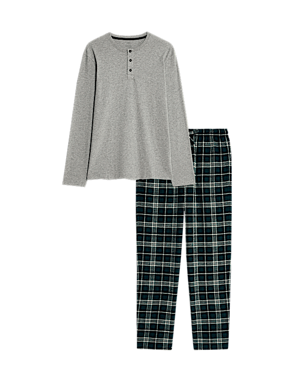 Pure Cotton Henley Check Pyjama Set