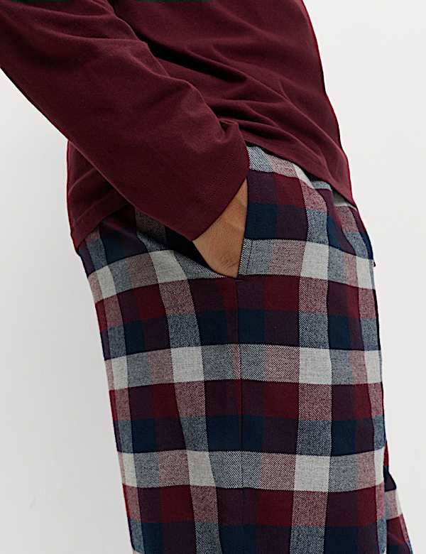 סט פיג'מה מכותנה סרוקה - IL