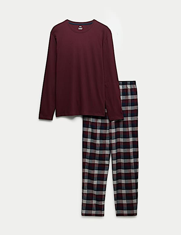 סט פיג'מה מכותנה סרוקה - IL