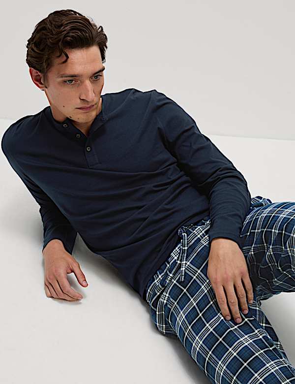 Pyjama en coton peigné à carreaux - CH