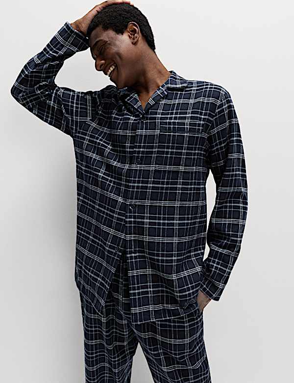 Ensemble pyjama 100 % coton peigné à carreaux - BE