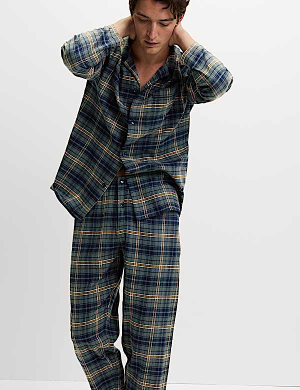 Pure Brushed Cotton Checked Pyjama Set - FR