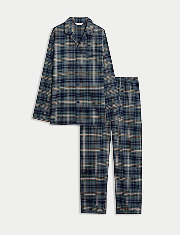 Pure Brushed Cotton Checked Pyjama Set - FR