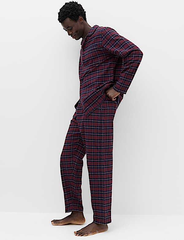 Ensemble pyjama 100 % coton peign&eacute; &agrave; carreaux - CA