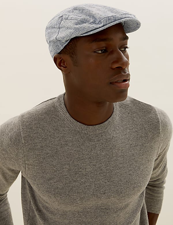 Buy Linen Textured Flat Cap at Marks Spencer