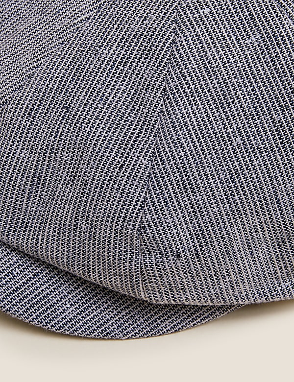 Linen Blend Textured Baker Boy Hat