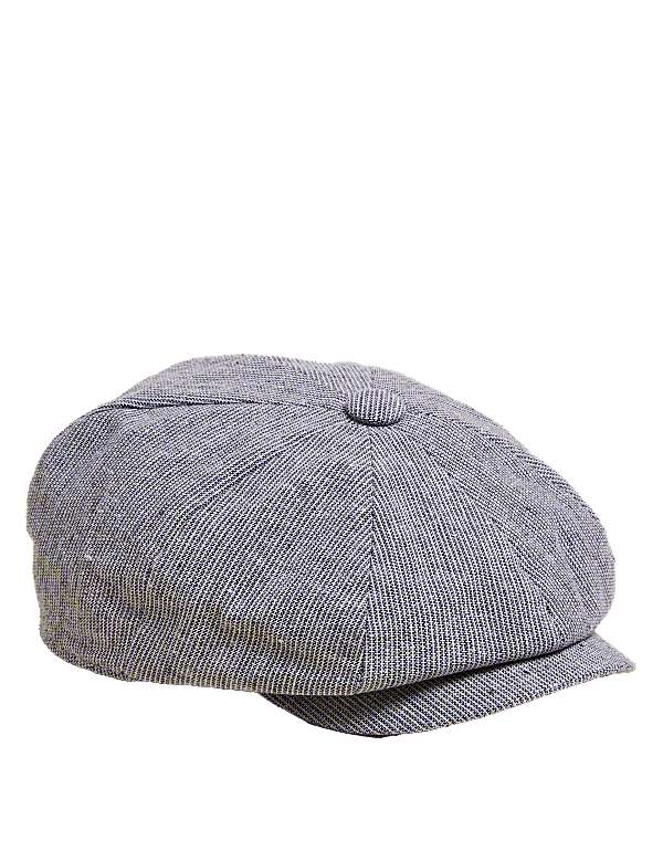 Linen Blend Textured Baker Boy Hat