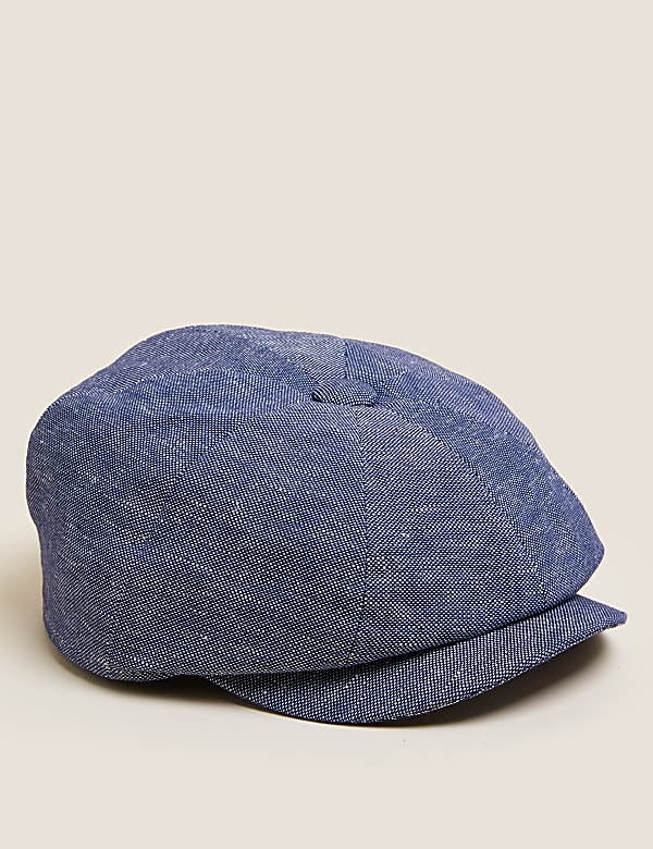 Buy Linen Blend Textured Baker Boy Hat at Marks Spencer