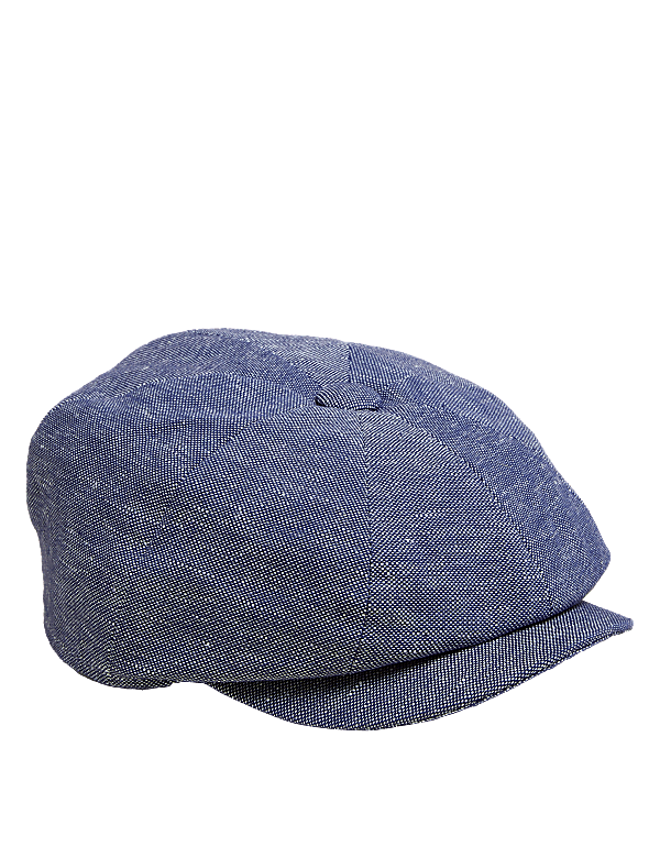 Linen Blend Textured Baker Boy Hat