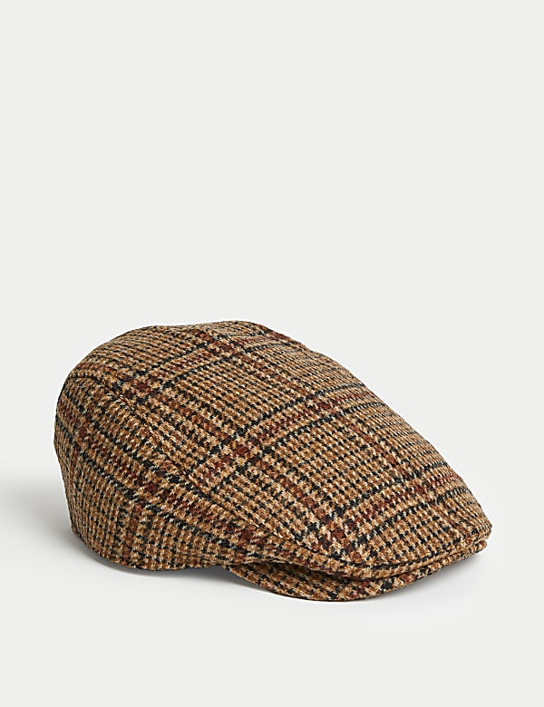 Pure Wool Checked Flat Cap with Stormwear™