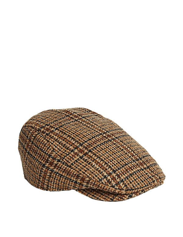 Pure Wool Checked Flat Cap with Stormwear™