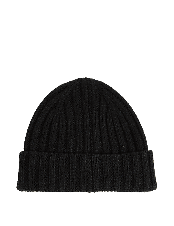 Ribbed Knitted Beanie Hat
