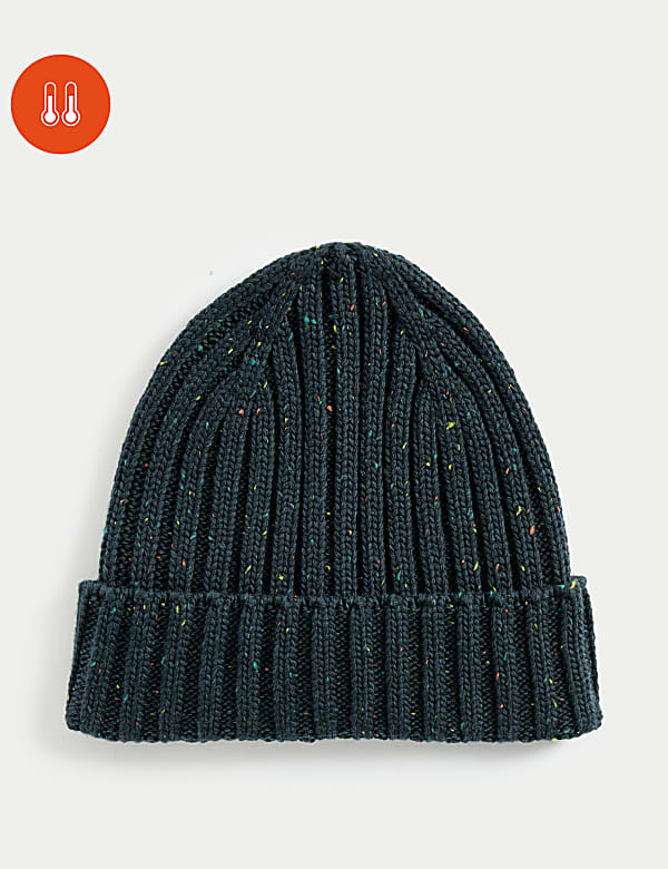 Knitted Ribbed Beanie Hat with Wool