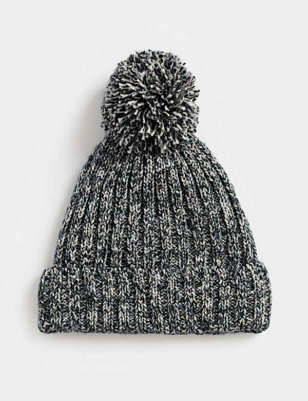 Cotton Rich Twist Knit Fleece Lined Beanie - PL