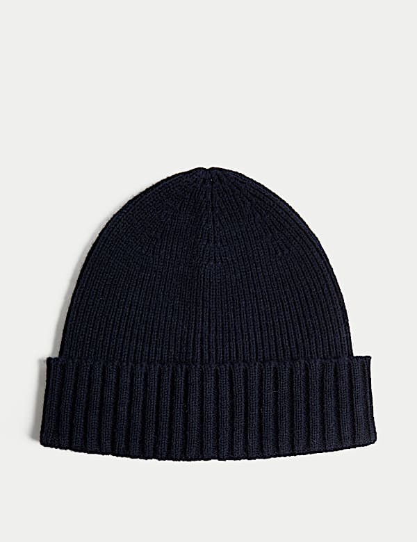Wool Blend Knitted Beanie Hat - DE