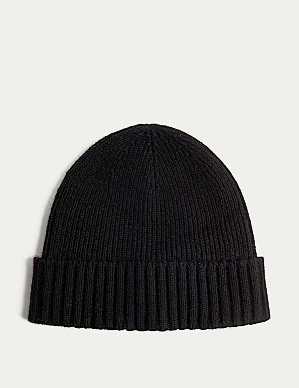 Wool Blend Knitted Beanie Hat - GR
