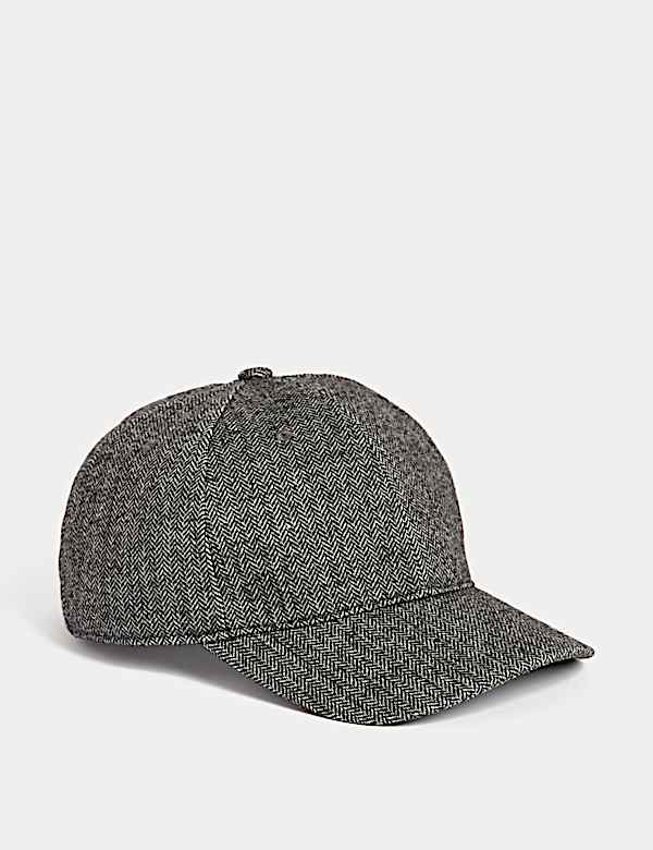 Herringbone Baseball Cap with Wool - GR