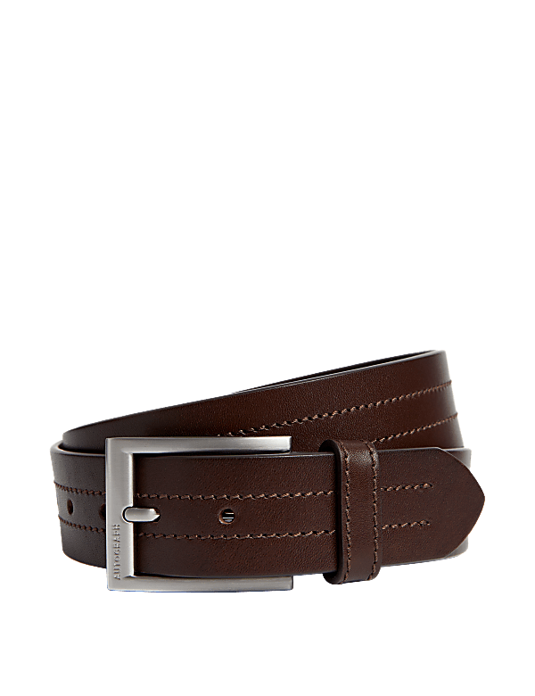 Italian Leather Rectangular Buckle Belt