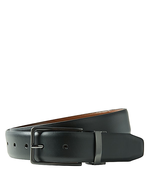 Leather Rectangular Buckle Reversible Belt
