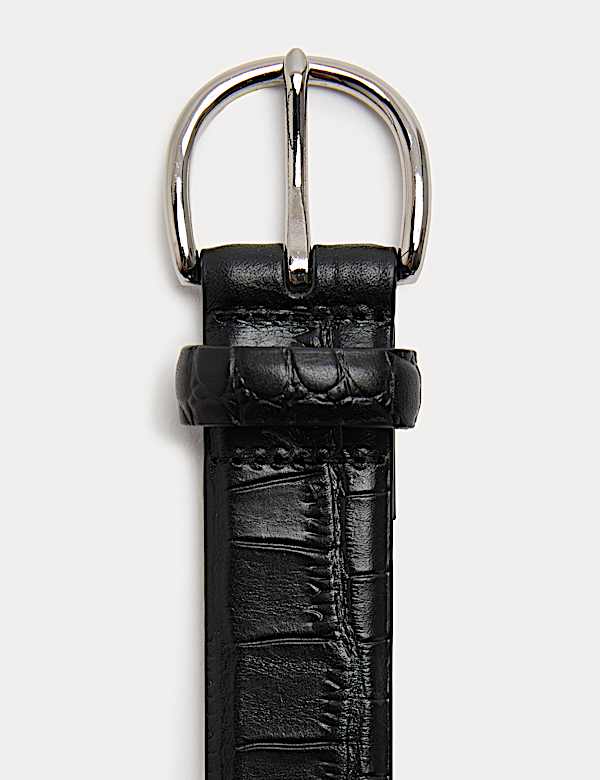 Leren riem met krokodillenstructuur en nieuwe gesp - NL