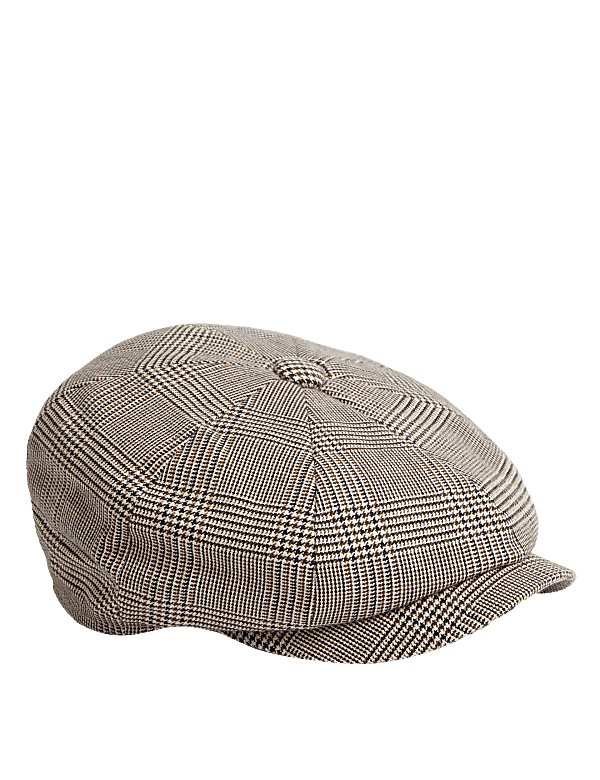 Cotton Rich Checked Baker Boy Hat