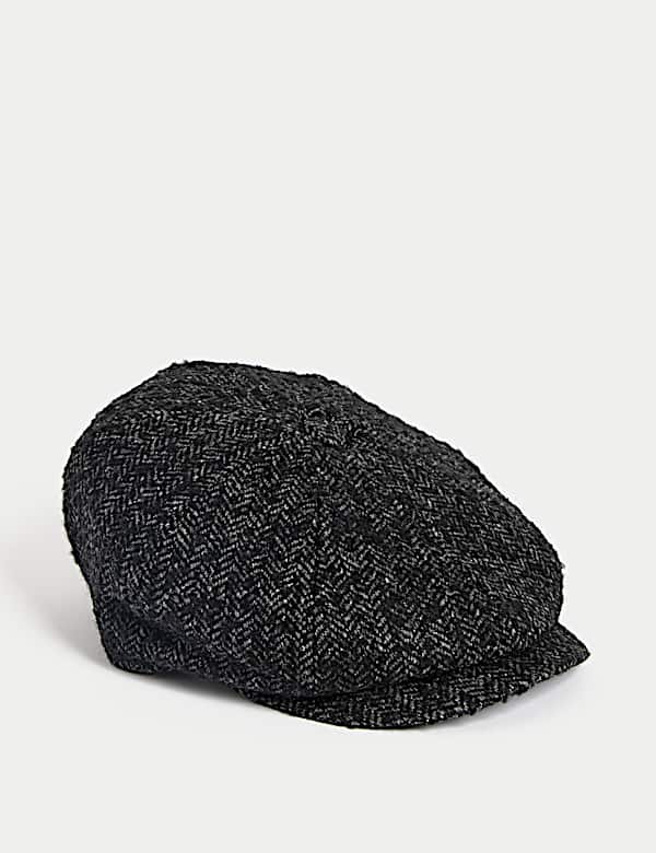 Cotton Rich Herringbone Baker Boy Hat - CA