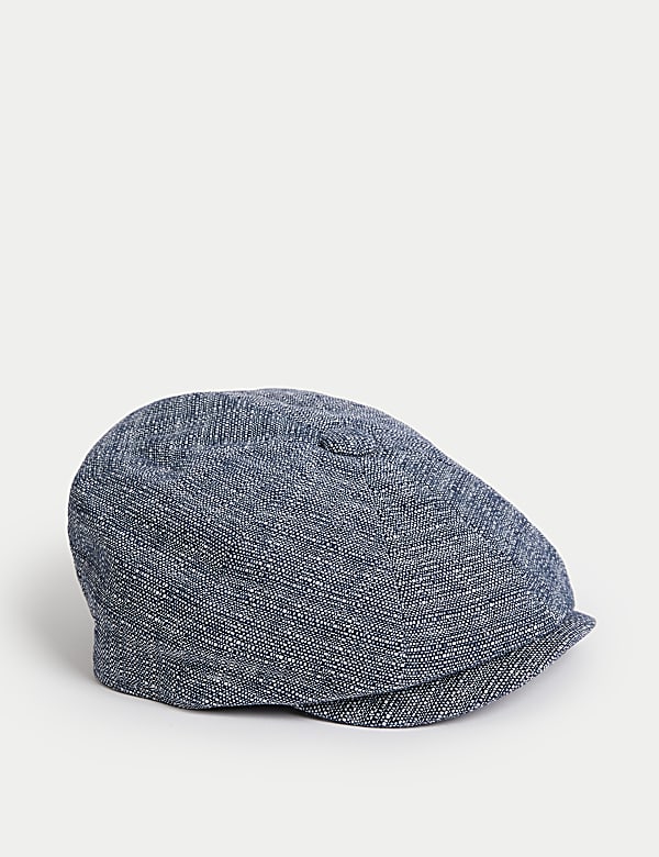Linen Cotton Blend Baker Boy Hat - OM