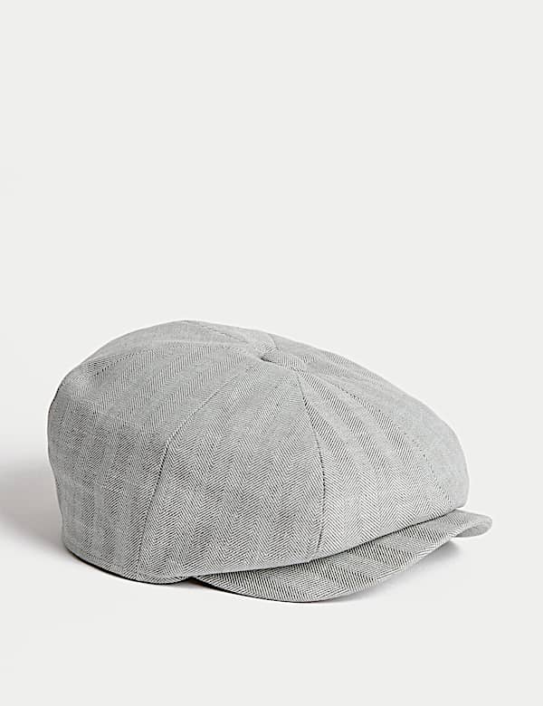 Cotton Linen Herringbone Baker Boy Hat - KG