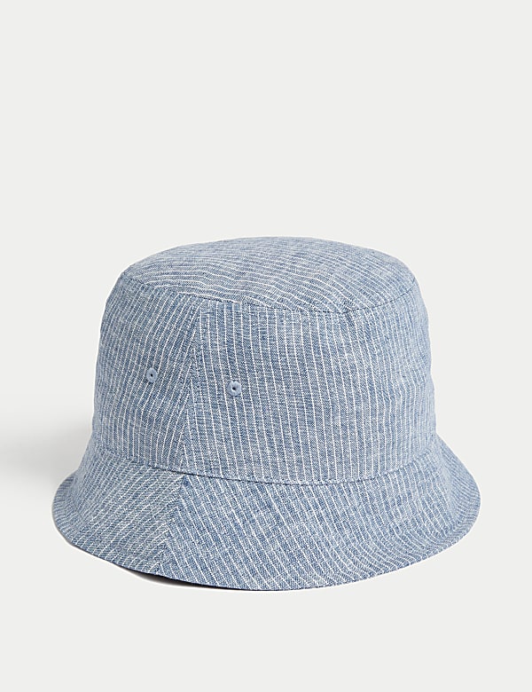 Linen Rich Striped Bucket Hat - IS
